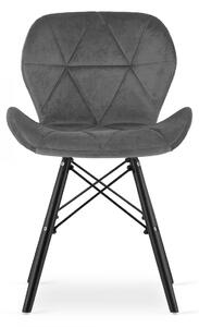 EMWOmeble Szare krzesła welur LAGO 3751 nogi czarne / 4 sztuki