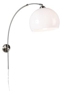 Stalowa lampa ścienna w stylu Retro z regulowanym białym kloszem Oswietlenie wewnetrzne
