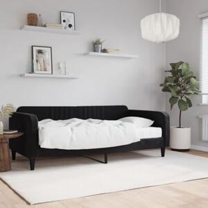 Sofa z materacem do spania, czarna, 90x190 cm, aksamit
