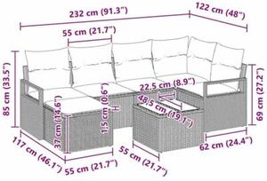 Zestaw Mebli Ogrodowych Komplet Wypoczynkowy 7-Częściowy Brązowy Rattan Na Taras Balkon Ogród