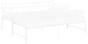 Sofa z wysuwaną ramą łóżka, biała, metalowa, 90x200 cm