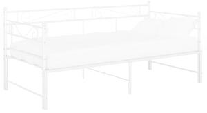 Sofa z wysuwaną ramą łóżka, biała, metalowa, 90x200 cm