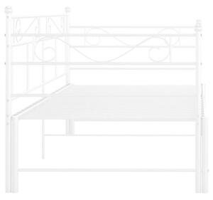 Sofa z wysuwaną ramą łóżka, biała, metalowa, 90x200 cm