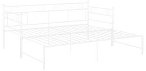 Sofa z wysuwaną ramą łóżka, biała, metalowa, 90x200 cm