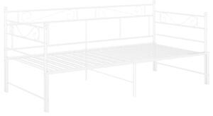 Sofa z wysuwaną ramą łóżka, biała, metalowa, 90x200 cm