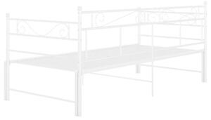 Sofa z wysuwaną ramą łóżka, biała, metalowa, 90x200 cm