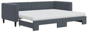 Sofa rozsuwana z materacami, ciemnoszara, 90x200 cm, aksamit