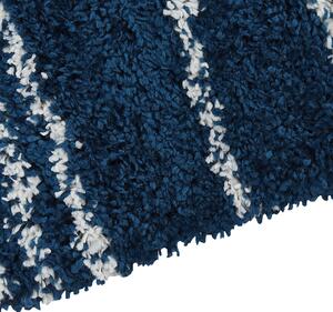 Dywan prostokątny shaggy wzór w paski 200 x 300 cm polipropylen niebieski Tashir Beliani