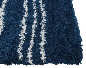 Dywan prostokątny shaggy wzór w paski 80 x 150 cm polipropylen niebieski Tashir Beliani