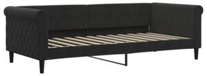Sofa z materacem do spania, czarna, 90x200 cm, aksamit