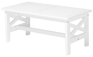 Zestaw mebli ogrodowych ławka krzesło stół z poduszkami granatowymi białe Baltic Beliani