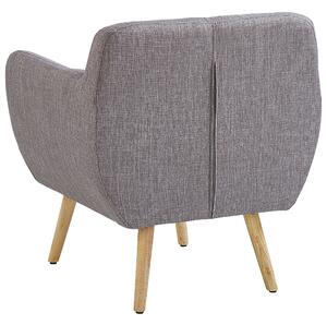 Retro fotel krzesło tapicerowany pikowany podłokietniki szary jasne drewno Melby Beliani