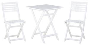 Składany zestaw mebli balkonowych drewno akacjowe biały 2 krzesła stolik Fiji Beliani
