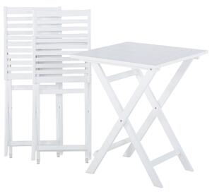 Składany zestaw mebli balkonowych drewno akacjowe biały 2 krzesła stolik Fiji Beliani
