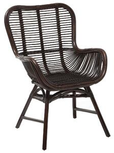 Rattanowe krzesło wysokie oparcie plecione brązowe fotel styl boho Togo Beliani