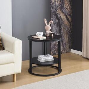 Stolik kawowy boczny okrągły wysoki z półką Tallure Max fi 60 cm czarny