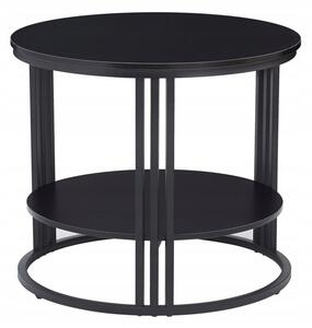 Stolik kawowy boczny okrągły wysoki z półką Tallure Max fi 60 cm czarny