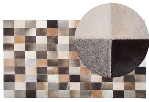Retro dywan patchwork skóra bydlęca brązowo-beżowy 200 x 300 cm Soke Beliani