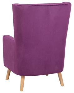 Retro fotel uszak tapicerowany welurowy fioletowy Oneida Beliani