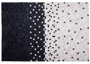 Dywan skórzany z włosiem 160x230 cm patchworkowy czarno-beżowy Erfelek Beliani