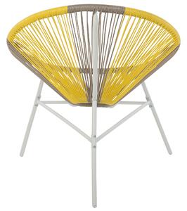 Zestaw 2 krzeseł z technorattanu typu spaghetti fotele beżowo-żółty Acapulco Beliani