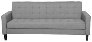 Sofa jasnoszara rozkładana funkcja spania pikowana 3-osobowa Vehkoo Beliani