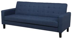 Sofa niebieska rozkładana funkcja spania pikowana 3-osobowa Vehkoo Beliani
