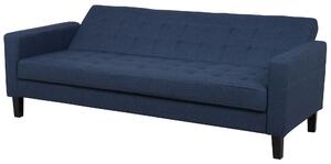 Sofa niebieska rozkładana funkcja spania pikowana 3-osobowa Vehkoo Beliani