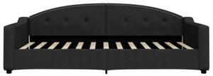 Sofa rozsuwana z szufladami, czarna, 100x200 cm, tkanina