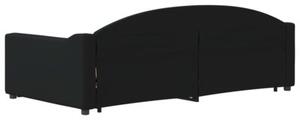 Sofa rozsuwana z szufladami, czarna, 100x200 cm, tkanina