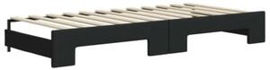 Sofa rozsuwana z szufladami, czarna, 100x200 cm, tkanina