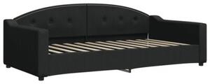 Sofa rozsuwana z szufladami, czarna, 100x200 cm, tkanina