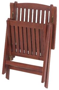 Zestaw mebli balkonowych ciemne drewno akacjowe stół 2 krzesła poduszki białe Toscana Beliani