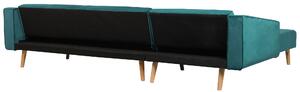 Narożnik welurowy prawostronny sofa rozkładana pikowane oparcie zielony Vadso Beliani