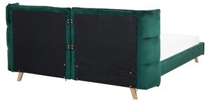 Łóżko tapicerowane 160 x 200 cm wezgłowie ruchome skrzydła welurowe zielone Senlis Beliani