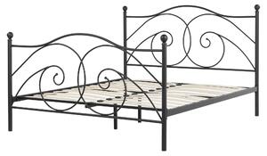 Łóżko metalowe ze zdobioną ramą 160x200 cm czarne Dinard Beliani