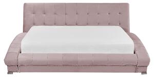 Łóżko wodne różowe welurowe 160 x 200 pikowane z akcesoriami niskie wezgłowie Lille Beliani