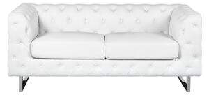 Pikowana sofa 2-osobowa nogi ze stali nierdzewnej biała ekoskóra Vissland Beliani