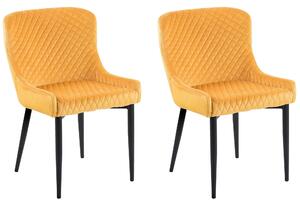 Nowoczesny zestaw 2 krzeseł do jadalni pikowane welurowe żółte Solano Beliani