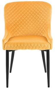 Nowoczesny zestaw 2 krzeseł do jadalni pikowane welurowe żółte Solano Beliani