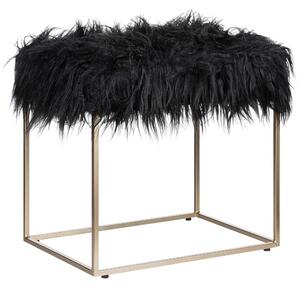 Taboret futrzany czarny 39 x 44 x 33 cm złota metalowa rama kudłacz Manhattan Beliani