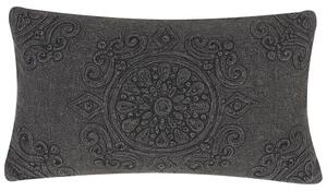 Dekoracyjna poduszka z wypełnieniem 30 x 50 cm bawełniana ciemnoszara Veloor Beliani