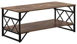 Nowoczesny stół kawowy ława do salonu z półką 120 x 60 cm ciemne drewno Bolton Beliani