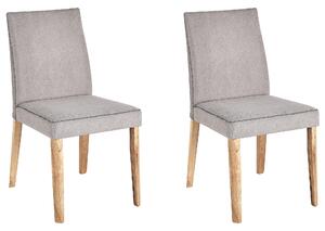 Zestaw 2 krzeseł do jadalni tapicerowany szare obicie drewniane nogi Phola Beliani