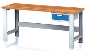 Alfa 3 Stół warsztatowy MECHANIC, 2000x700x700-1055 mm, nogi regulowane, 1x szufladowy kontener, 1x szuflada, niebieska