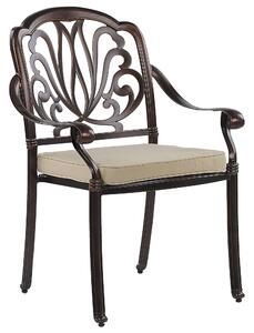 Zestaw 4 krzeseł vintage aluminium z poduszkami ciemny brąz beżowe Ancona Beliani