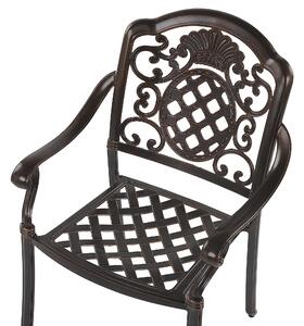 Zestaw 4 krzeseł ogrodowych brązowy metalowy z poduszkami Salento Beliani