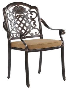 Zestaw 4 krzeseł ogrodowych brązowy metalowy z poduszkami Salento Beliani