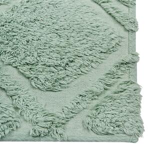Dywan bawełniany włochaty boho wyszywany geometryczny wzór 160x230cm zielony Hatay Beliani