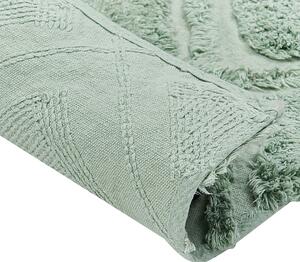 Dywan bawełniany włochaty boho wyszywany geometryczny wzór 140x200cm zielony Hatay Beliani